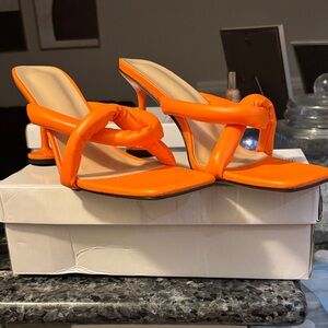 SHEIN Bright Orange Heeled Sandals